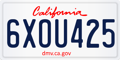 CA license plate 6XOU425