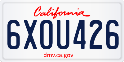 CA license plate 6XOU426