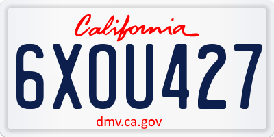 CA license plate 6XOU427