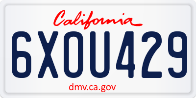 CA license plate 6XOU429