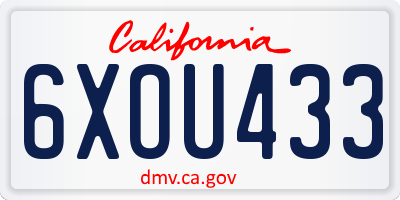 CA license plate 6XOU433
