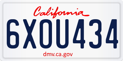 CA license plate 6XOU434
