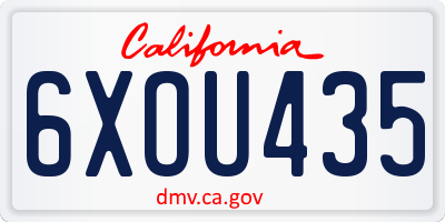 CA license plate 6XOU435