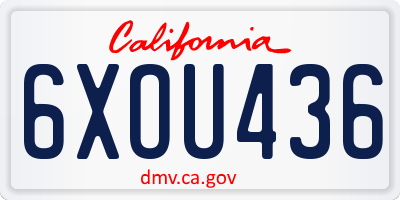 CA license plate 6XOU436