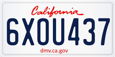 CA license plate 6XOU437