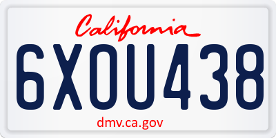 CA license plate 6XOU438