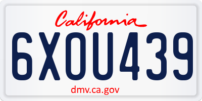 CA license plate 6XOU439