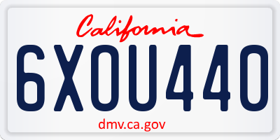 CA license plate 6XOU440