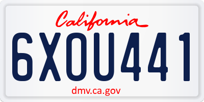 CA license plate 6XOU441