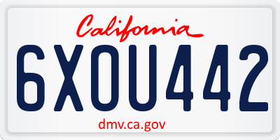 CA license plate 6XOU442