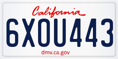 CA license plate 6XOU443