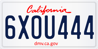 CA license plate 6XOU444