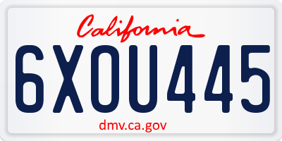 CA license plate 6XOU445