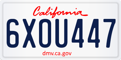 CA license plate 6XOU447