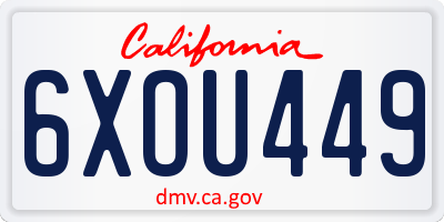 CA license plate 6XOU449