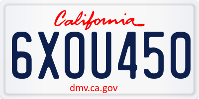 CA license plate 6XOU450