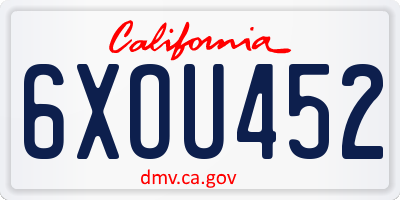 CA license plate 6XOU452