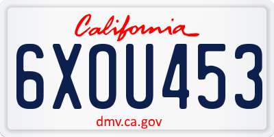 CA license plate 6XOU453