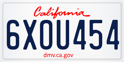 CA license plate 6XOU454