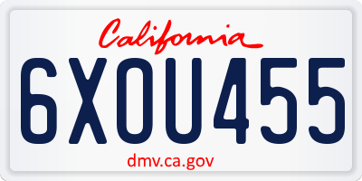 CA license plate 6XOU455