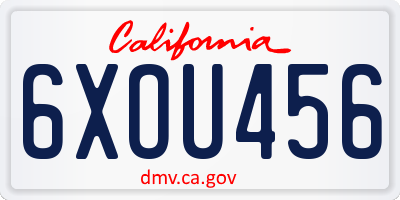 CA license plate 6XOU456