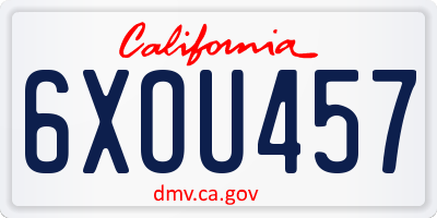 CA license plate 6XOU457