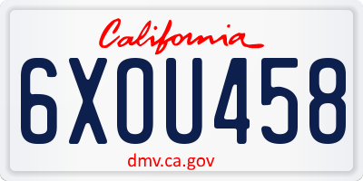 CA license plate 6XOU458