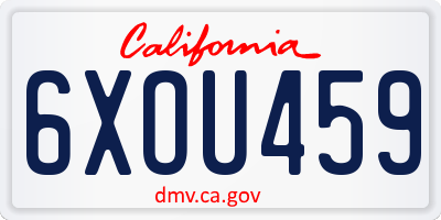 CA license plate 6XOU459