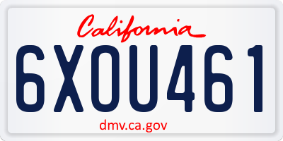 CA license plate 6XOU461