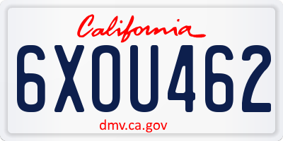 CA license plate 6XOU462