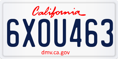 CA license plate 6XOU463
