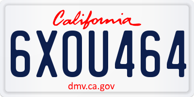 CA license plate 6XOU464