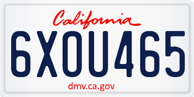 CA license plate 6XOU465