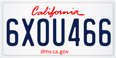 CA license plate 6XOU466