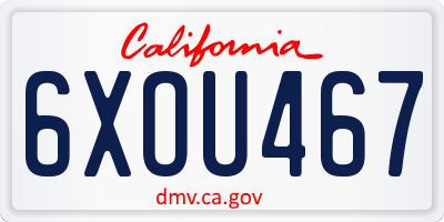 CA license plate 6XOU467