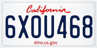 CA license plate 6XOU468