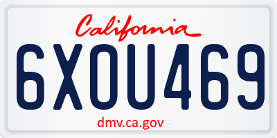 CA license plate 6XOU469