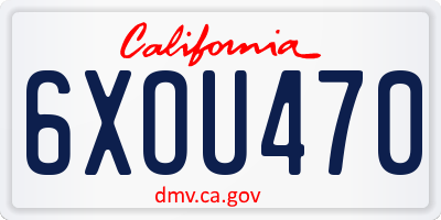 CA license plate 6XOU470