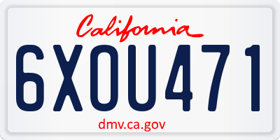 CA license plate 6XOU471