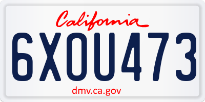 CA license plate 6XOU473