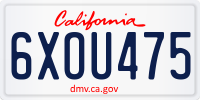 CA license plate 6XOU475