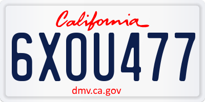 CA license plate 6XOU477