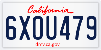 CA license plate 6XOU479