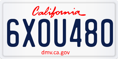 CA license plate 6XOU480