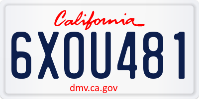 CA license plate 6XOU481