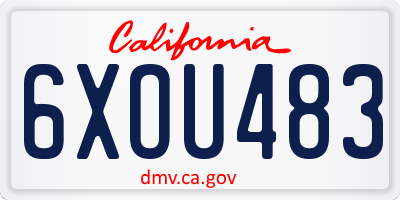 CA license plate 6XOU483