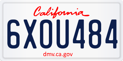 CA license plate 6XOU484