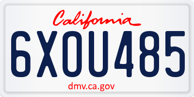 CA license plate 6XOU485