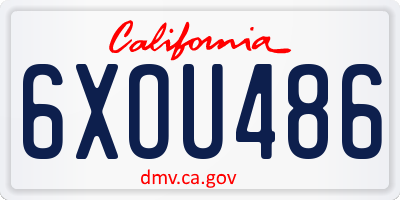 CA license plate 6XOU486