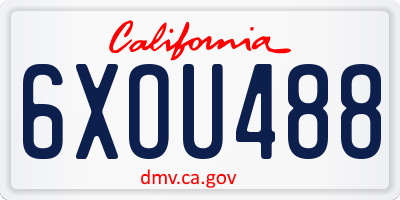 CA license plate 6XOU488